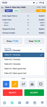 App Waiter interface example 4